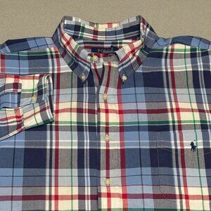 Ralph Lauren Long Sleeve Button Up Shirt Classic Fit BluePlaid Size 3XB/XXXL